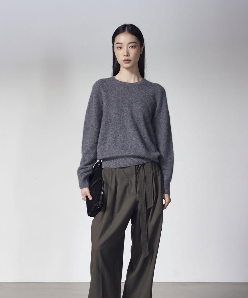THEKNITCOMPANY (Women) Brushed Wool Cashmere Crew Neck Sweater 5 Colors