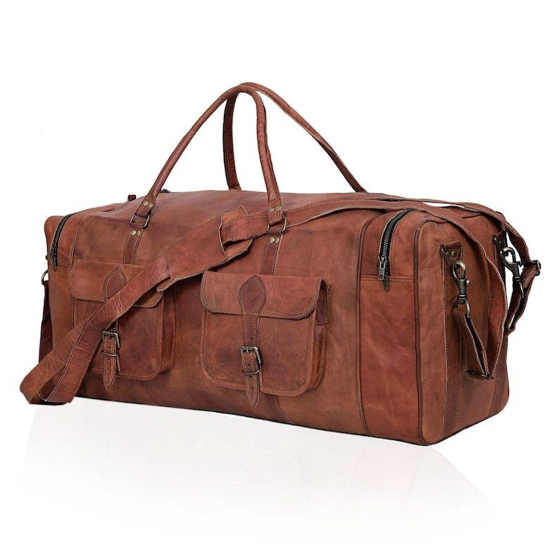 30-дюймовая большая дорожная сумка из натуральной кожи, большая кожаная спортивная сумка для мужчин и женщин, рождественский подарок, винтажная кожаная спортивная сумка