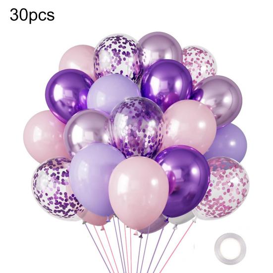 30 Pcs 12inch Metallic Balloons Chrome Latex Balloon with Ribbon for Wedding Bridal Birthday Baby Shower Decoration