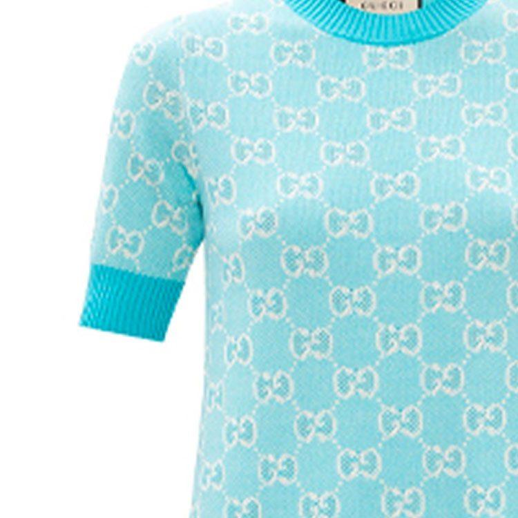 Gucci Платье с коротким рукавом Женское Светло-голубое 629464-XKBHQ-4692