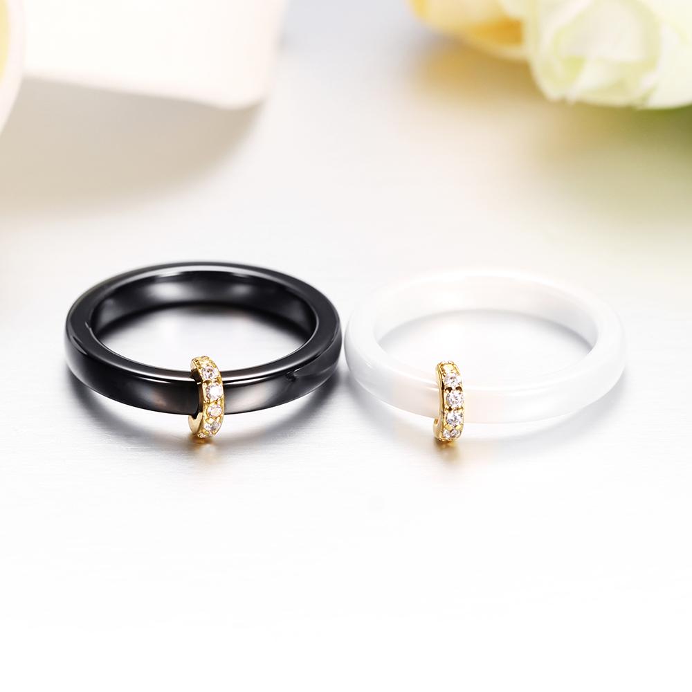 Новое гладкое керамическое кольцо с кубическим цирконием, черный и белый цвет, женские ювелирные изделия, обручальное кольцо, подарки для женщин