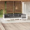 6 Piece Garden Lounge Set with Cushions White Solid Pine Wood