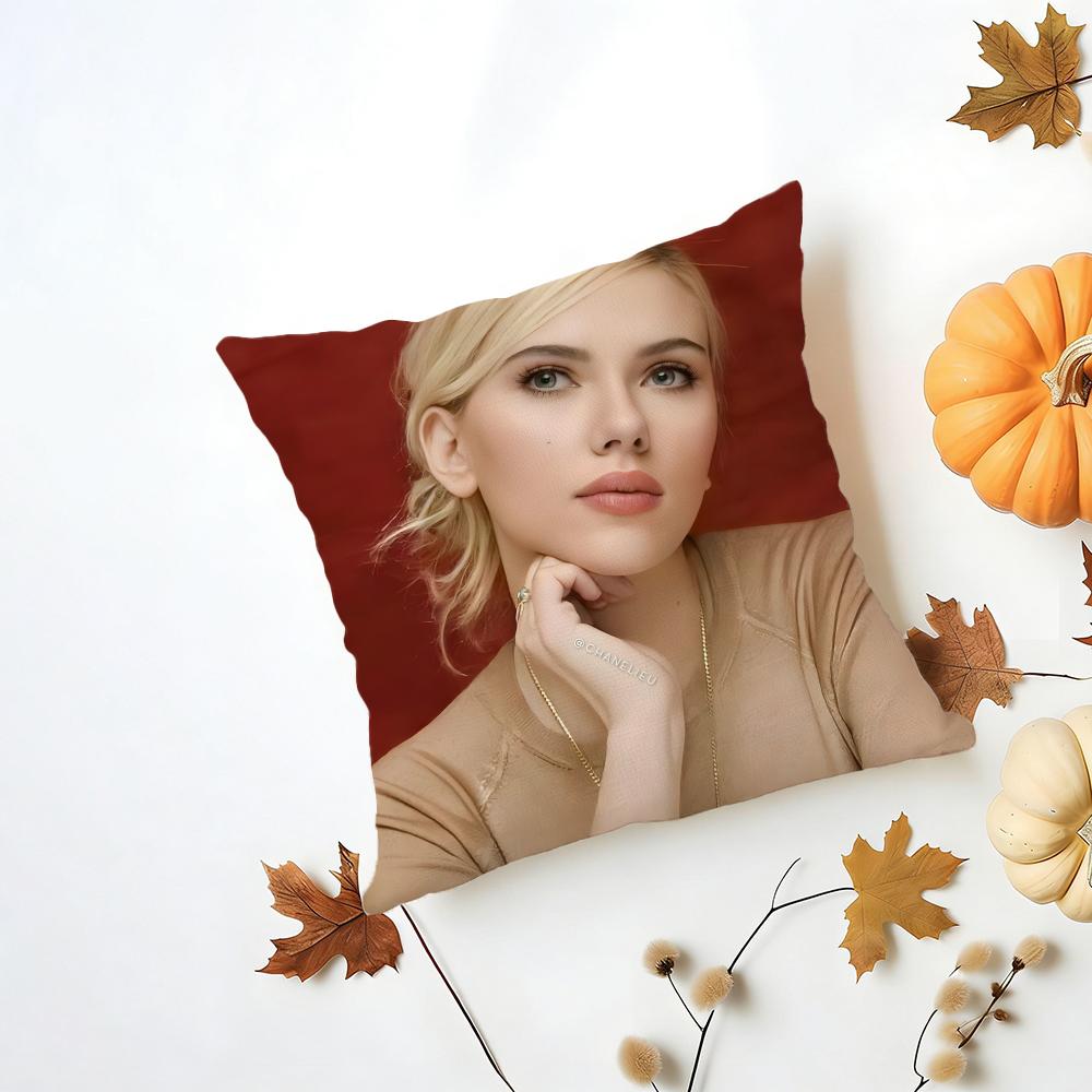 SScarlett Johansson Cushion Cover Washable Linen Pillowcase Soft for Daily Sofa Bed Home Room Decor