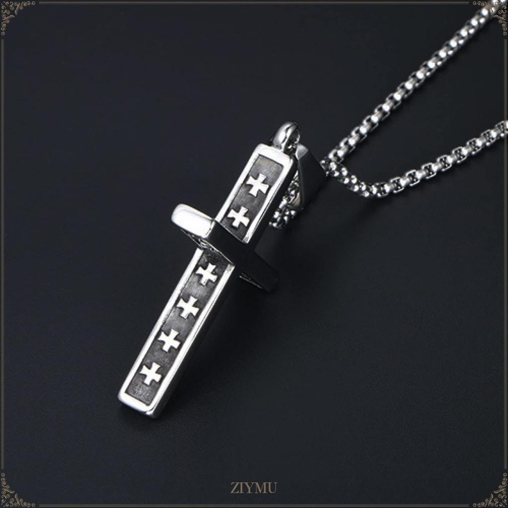 Ожерелье Ziem крест кулон хирургическая нержавеющая сталь венецианская цепь 60 см серебро [ZIYMU] zm-p-062