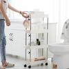3/4 Layer Kitchen Storage Rack Movable Plastic Bathroom Shelf Wheels Space Saving Organizer ADM