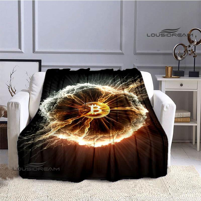 Bitcoin Fashion Printed Blanket Kids Warm Blanket Flannel Soft Cozy Blanket Sofa Bed Blanket Travel Blanket Birthday Gift