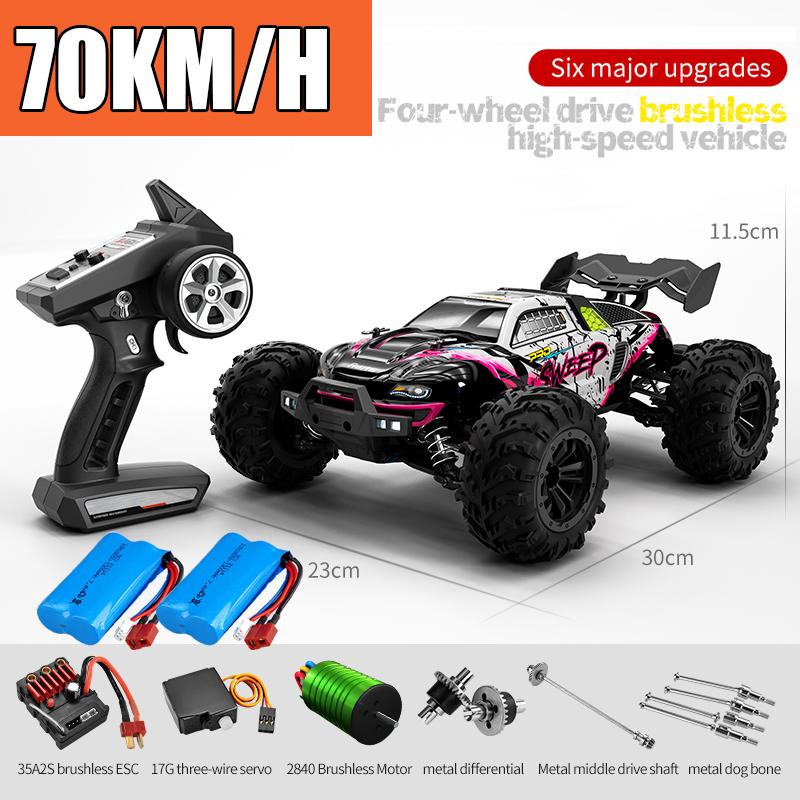 Радиоуправляемая машина Внедорожник 4x4 Высокоскоростная 75 км/ч Машина на пульте управления со светодиодной фарой Бесколлекторный 4WD 1/16 Монстр-трак Игрушки для мальчиков Подарок