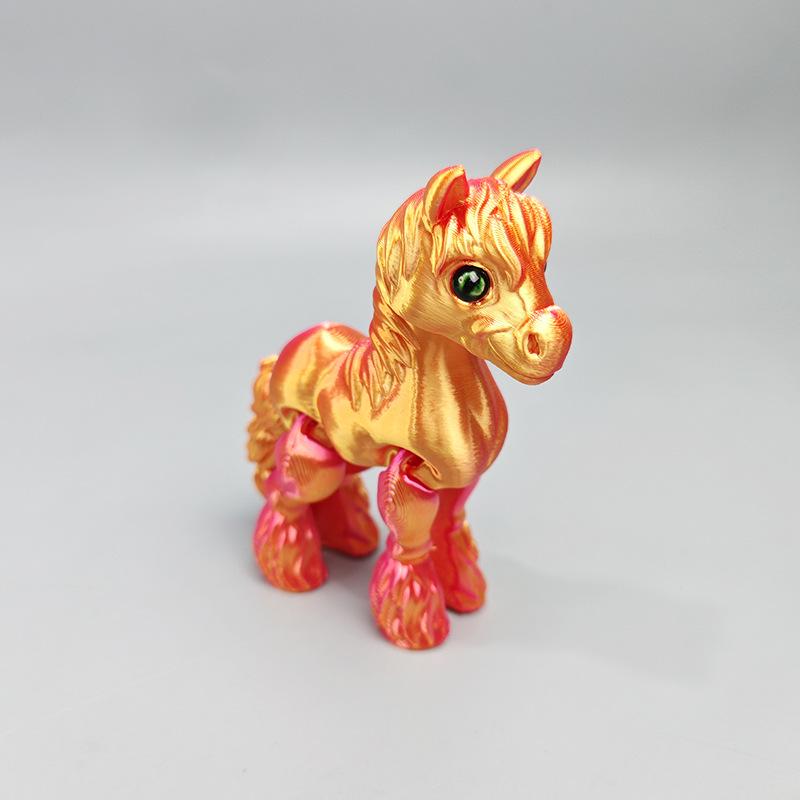 Радужная Многоцветная 3D Фигурка Лошади с Подвижными Суставами