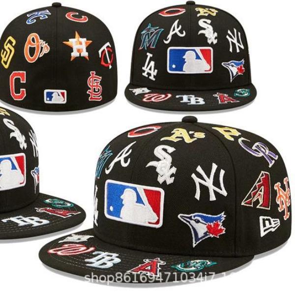 New Baseball Cap Embroidery Team Cap American League Basketball Cap Korean Chao Hip Hop Cartoon Flat Edge Cap