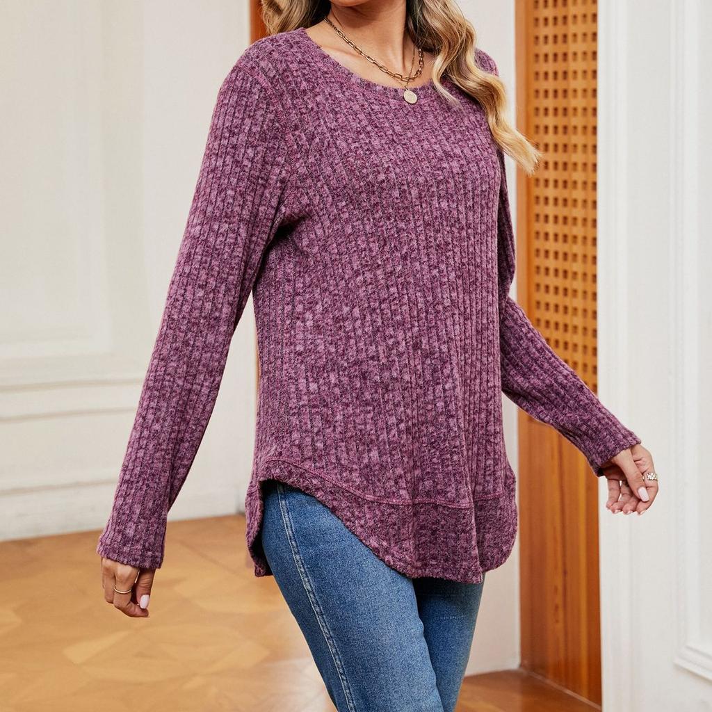 JKAASHDK Women's Fashion Casual Solid Color Print Spring Autumn Long Sleeve O-Neck Loose Blouses & Shirts Pullovers