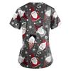 Women's Fashion Christmas Printed Short Sleeve V Neck Pattern Tops Pocket Working T-shirts
