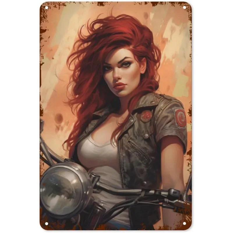 Металлические жестяные вывески для девочек и женщин, винтажные мотоциклетные забавные художественные настенные украшения для дома, мужчины, пещеры, гаража, кафе, баров, пабы