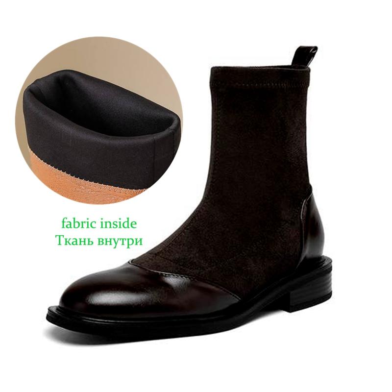 Krazing Po Микрофибра Флок Зима Круглый Носок Размер 33 Ботильоны Челси Размер 43 Молния Высокое Качество Низкий Каблук Ботильоны