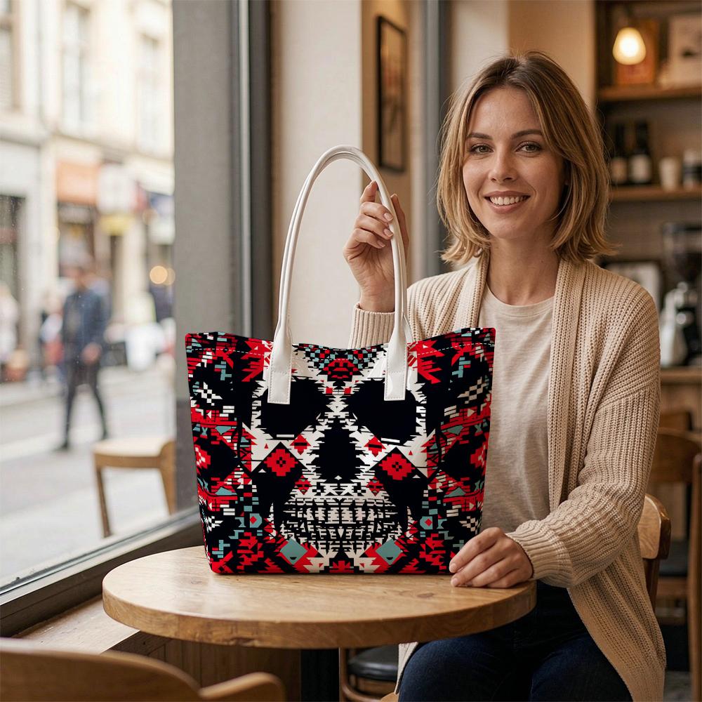 Tribal Skull Tote Bag Fashion Large Capacity Daily Carry Purse for Women Casual Street Style Shoulder Handbag