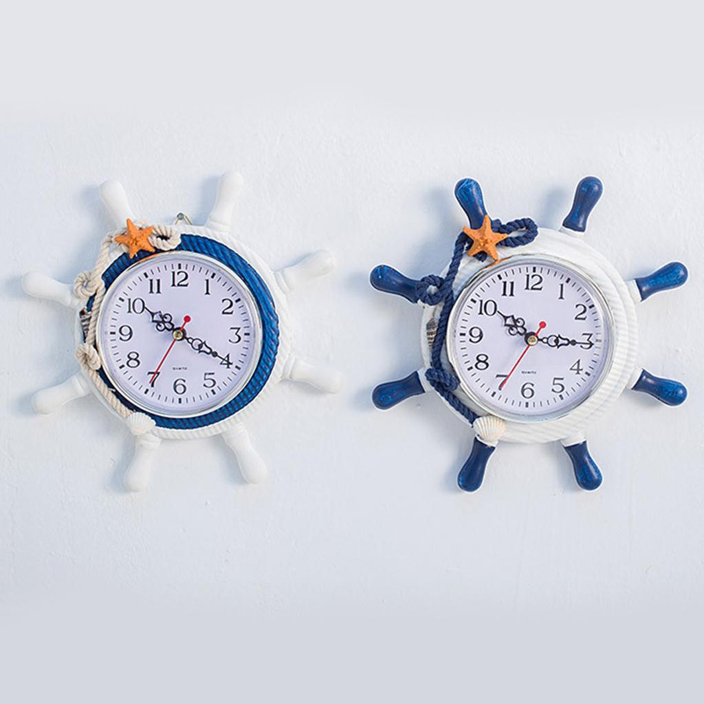 Деревянные настенные часы в средиземноморском стиле, ретро руль, колесо корабля, круглые подвесные часы, домашний домашний морской декор