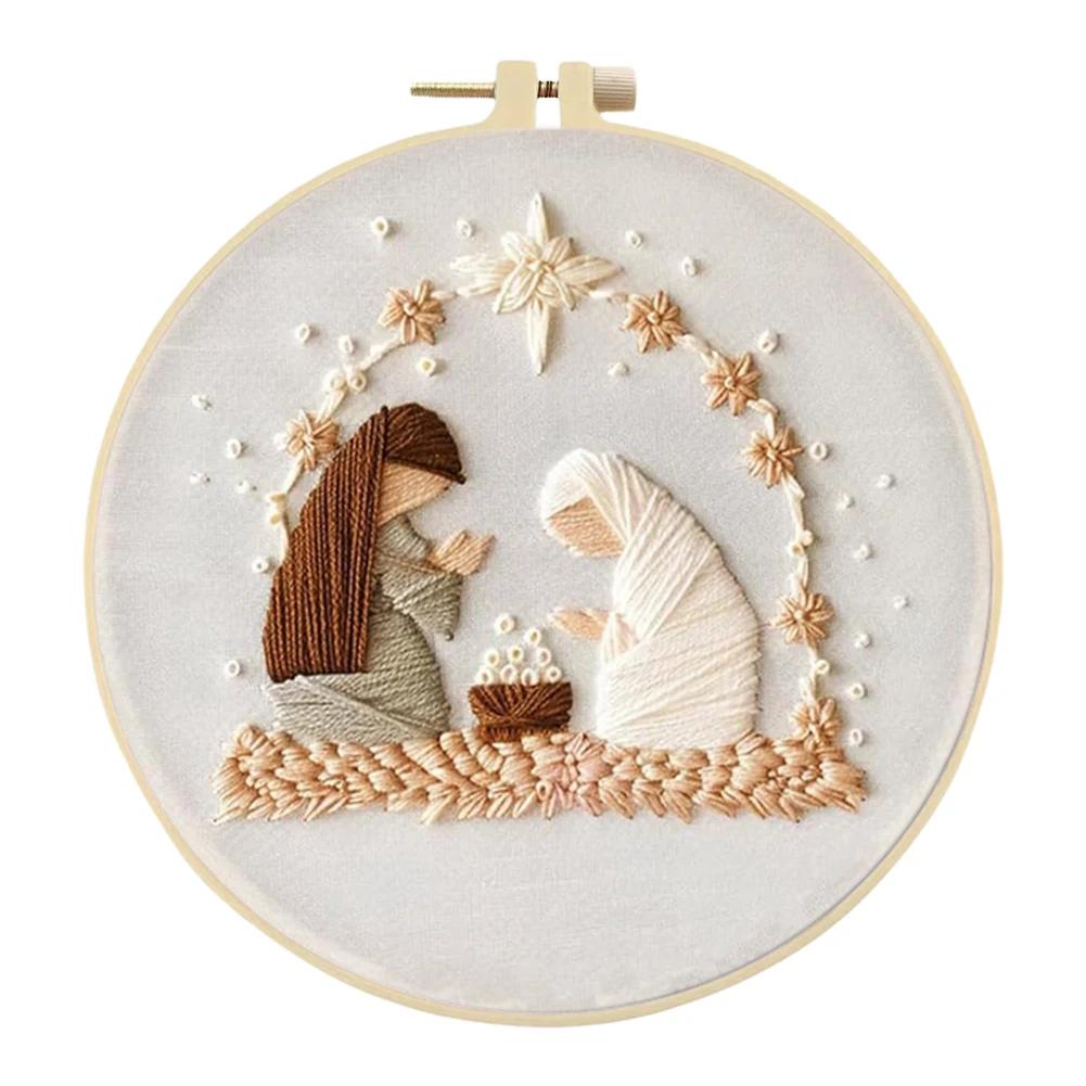 Наборы для вышивания крестом на Хэллоуин с пяльцами, цветной нитью и тканью для начинающих, DIY художественное украшение, наборы для вышивания крестом