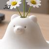 Small Flower Vase for Table 3D Printed Cute Polar Bear Figurine, Adorable White Desk Unique Gift Her Ornament Living Room Bedroom, Mini Arrangement