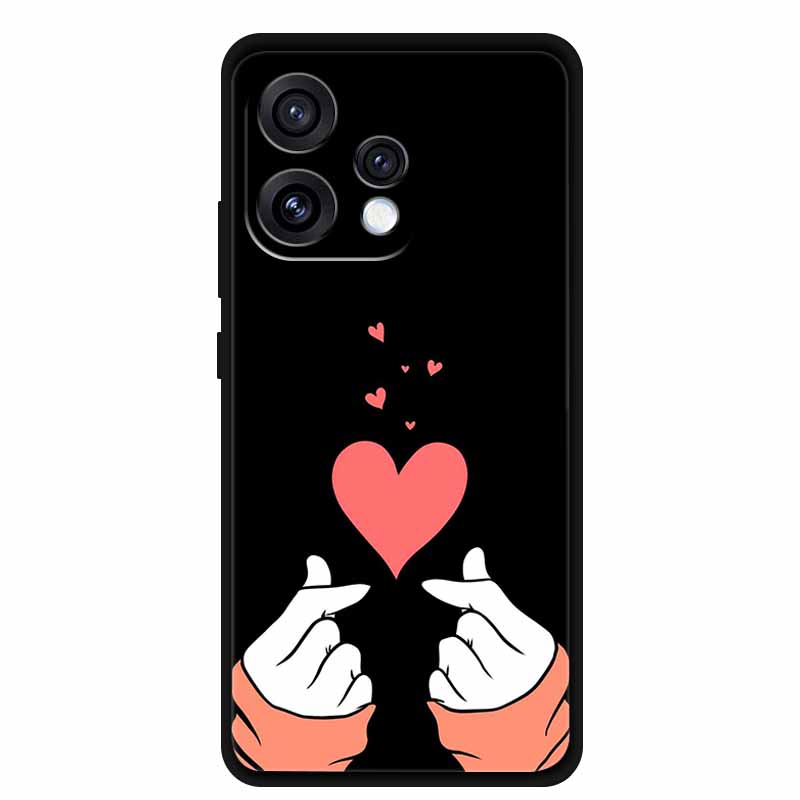 Чехол для Oppo Reno15 5G Цветочный Черный Силиконовый Мягкий Защитный Задний Чехол для Oppo Reno 15C 2025 Чехол для Телефона Coque Мультяшные Ракушки