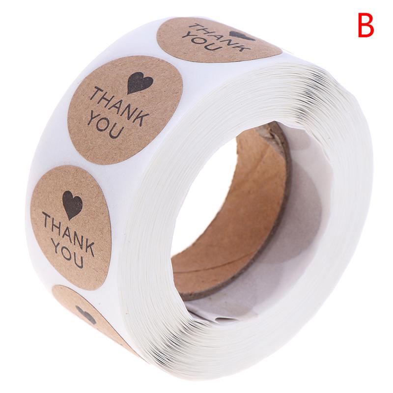 500 этикеток/рулон Круглая натуральная крафт-бумага Спасибо Наклейка Печать Этикетки Наклейка