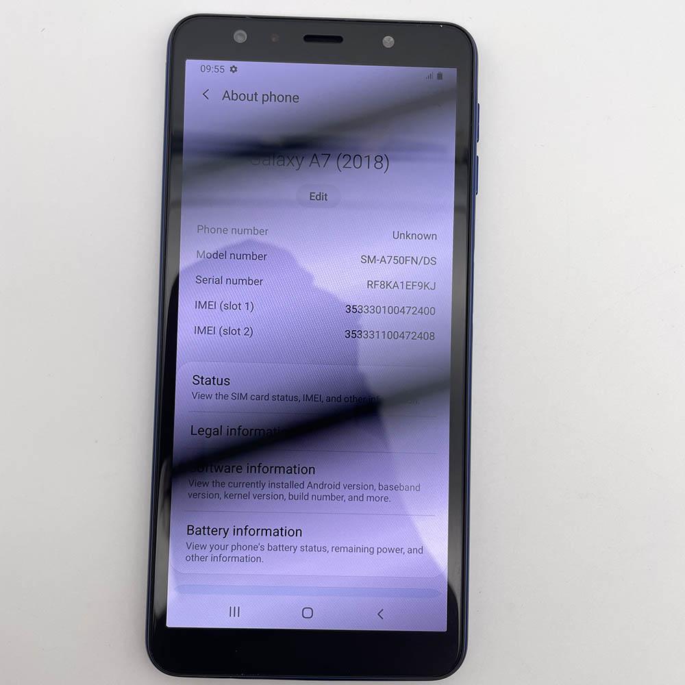Восстановленный Samsung Galaxy A7 (2018) A750F Две SIM-карты Android 4 ГБ ОЗУ 128 ГБ ПЗУ С одной SIM-картой/Двумя SIM-картами