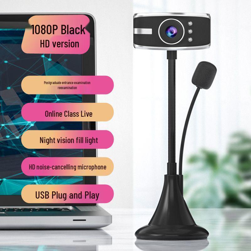 USB-веб-камера высокой четкости с микрофоном для онлайн-занятий и прямых трансляций, установка без драйверов