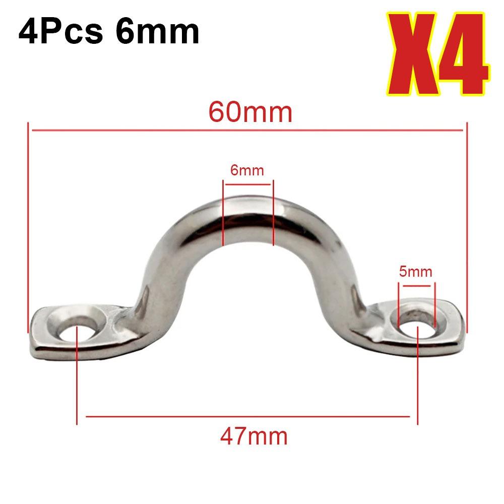 4Pcs 5/6/8mm Wire Eye Straps 316 Stainless Steel Deck Loop  Canopy Engines Accessories