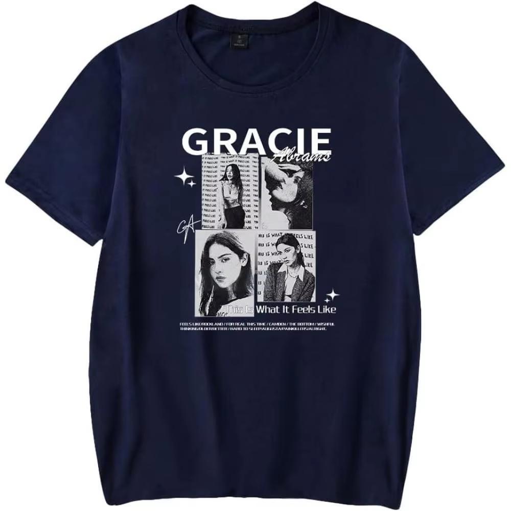 Мерч Футболка с коротким рукавом Gracie Abrams Унисекс Модный топ Мужской Летний 100% хлопок Круглый вырез С принтом Футболка с коротким рукавом