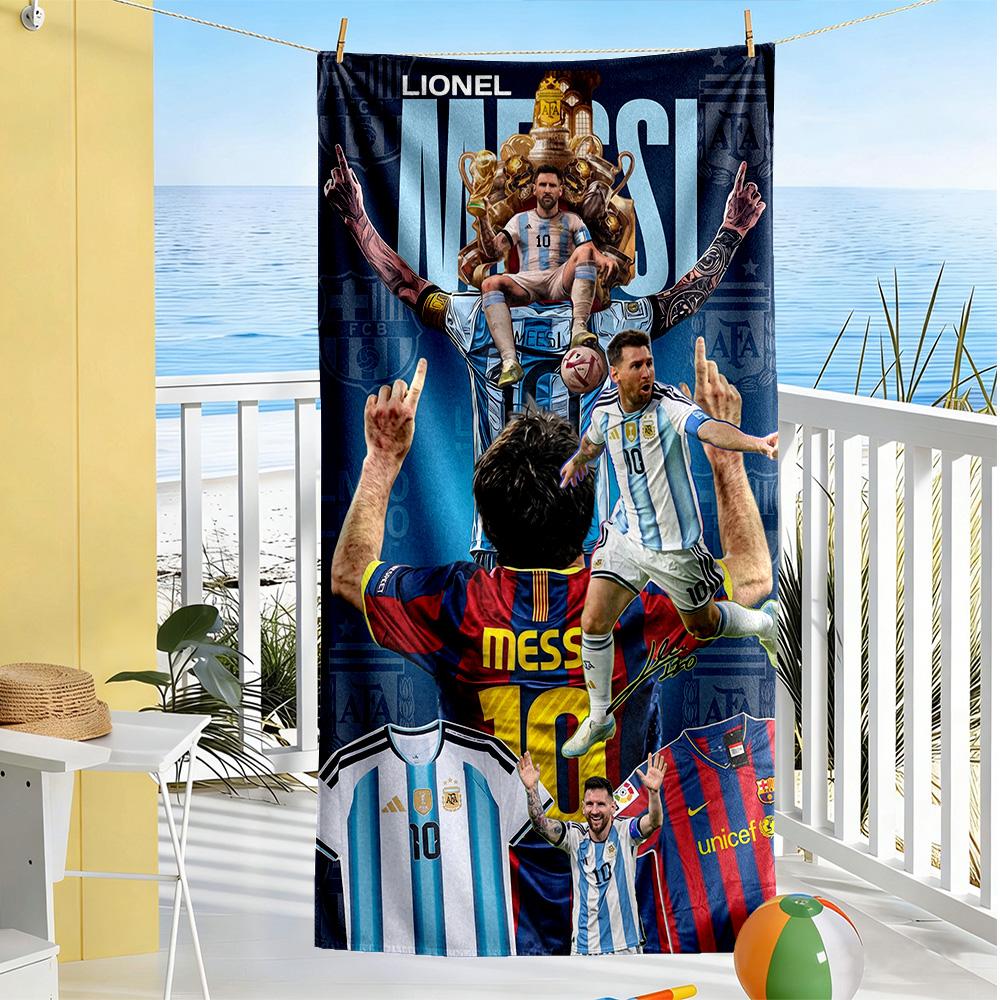 Messi Beach Towel Soft Durable Quick-Dry Comfortable Lightweight Suitable for Sports, Travel, Swimming, Yoga, Bathroom, Beach, And Pool