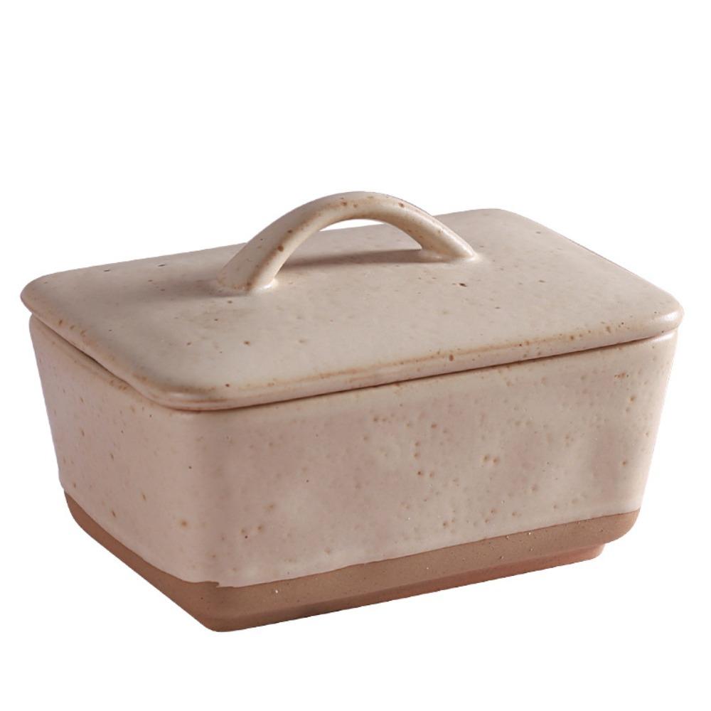 Anti-odor Butter Dish Rectangular Cheese Storage Box Simple Vintage Ceramic Butter Box  Bread