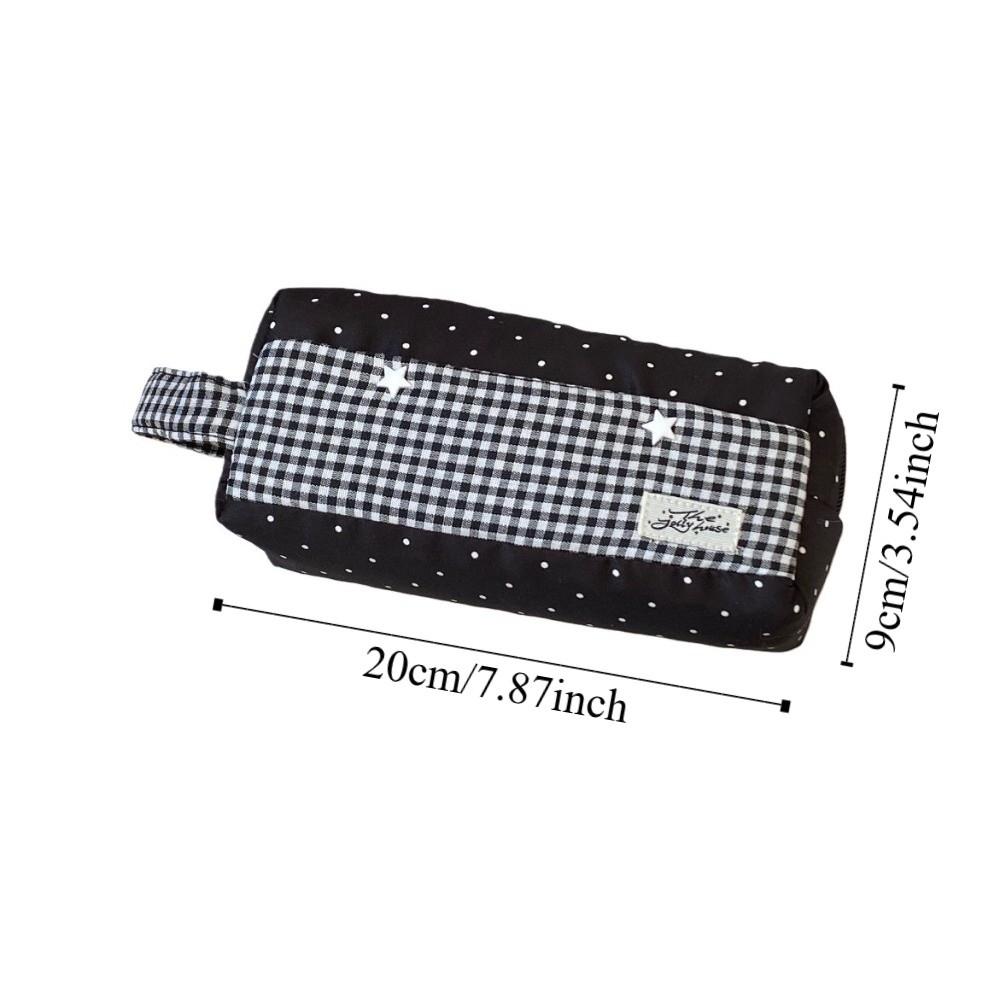 Polka Dot Star Plaid Cloth Pencil Case Large Capacity Pen Storage Bag Handheld Pencil Bag  Student