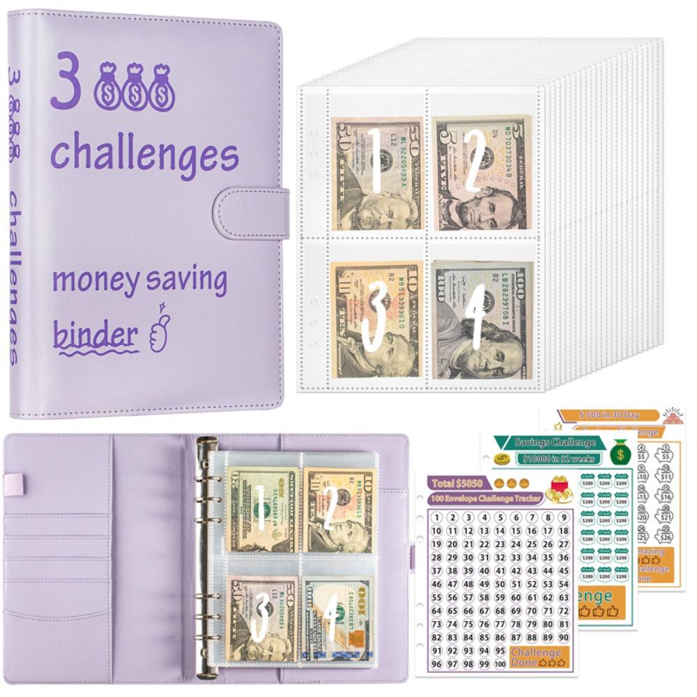 Папка для челленджа сбережений A5 из ПУ, блокнот для сбережений, листы для челленджа сбережений, для влюбленных