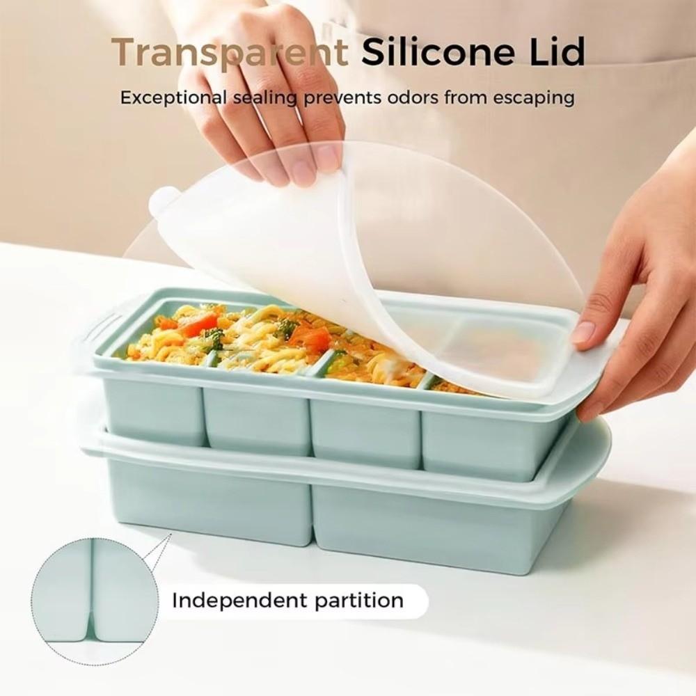 Extra Large Silicone Freezer Tray Easy To Demold With Lid Freezer Container Mold Portable Multifunctional Ice Cube Tray Kitchen