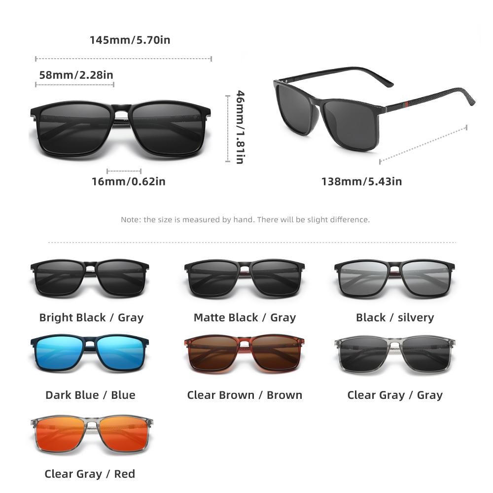 NINESUN Men/Women Sunglasses Polarized UV400 Protect Ultralight Rectangle Fishing Glasses Driving Anti-Glare Mirror Lens