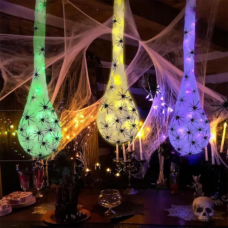 1-5PCS Glow Spider Egg with Web Halloween Hanging Prop for Outdoor Wall Porch Yard Party Haunted House Decoration Supply