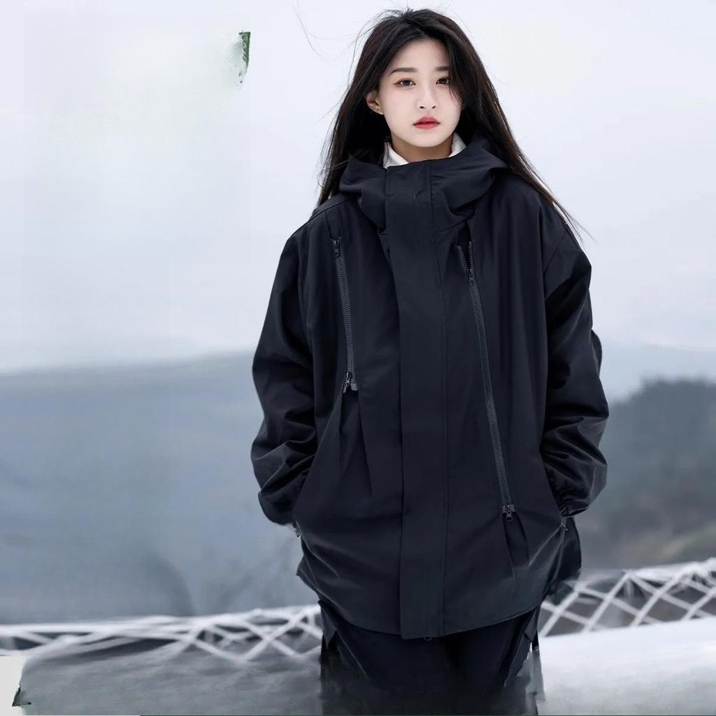 Men's and Women's Same Double Zipper Simple Design Multi-zipper Jacket Mountain Jacket