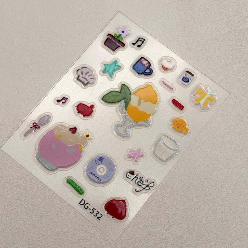 1 лист 3D эпоксидной смолы прозрачные наклейки милый мультяшный черный кот желе рельефная наклейка DIY чехлы для телефонов ноутбуки планшеты декор