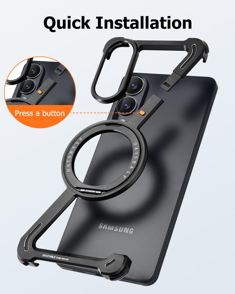 Oatsbasf Металлическая рамка Magsafe для чехла телефона Samsung Galaxy S25 Edge с подставкой, вращающийся на 360° чехол для телефона Samsung Galaxy A56