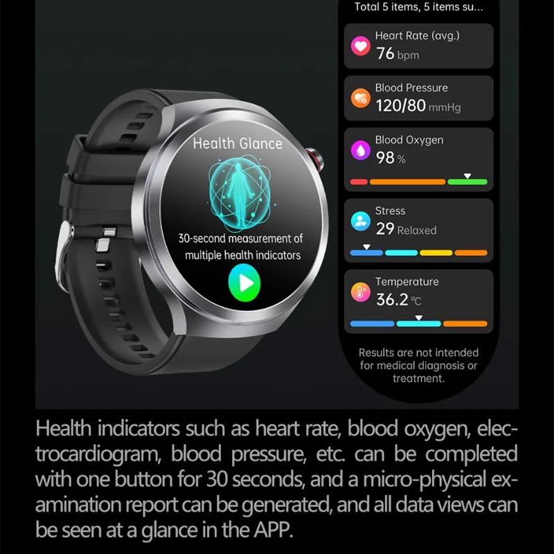 2025 New Uric Acid Blood Pressure Blood Oxygen Body Analysis Smart Watch ECG+PPG Clock Bluetooth Call Smart Watch Men Fatigue Monitoring