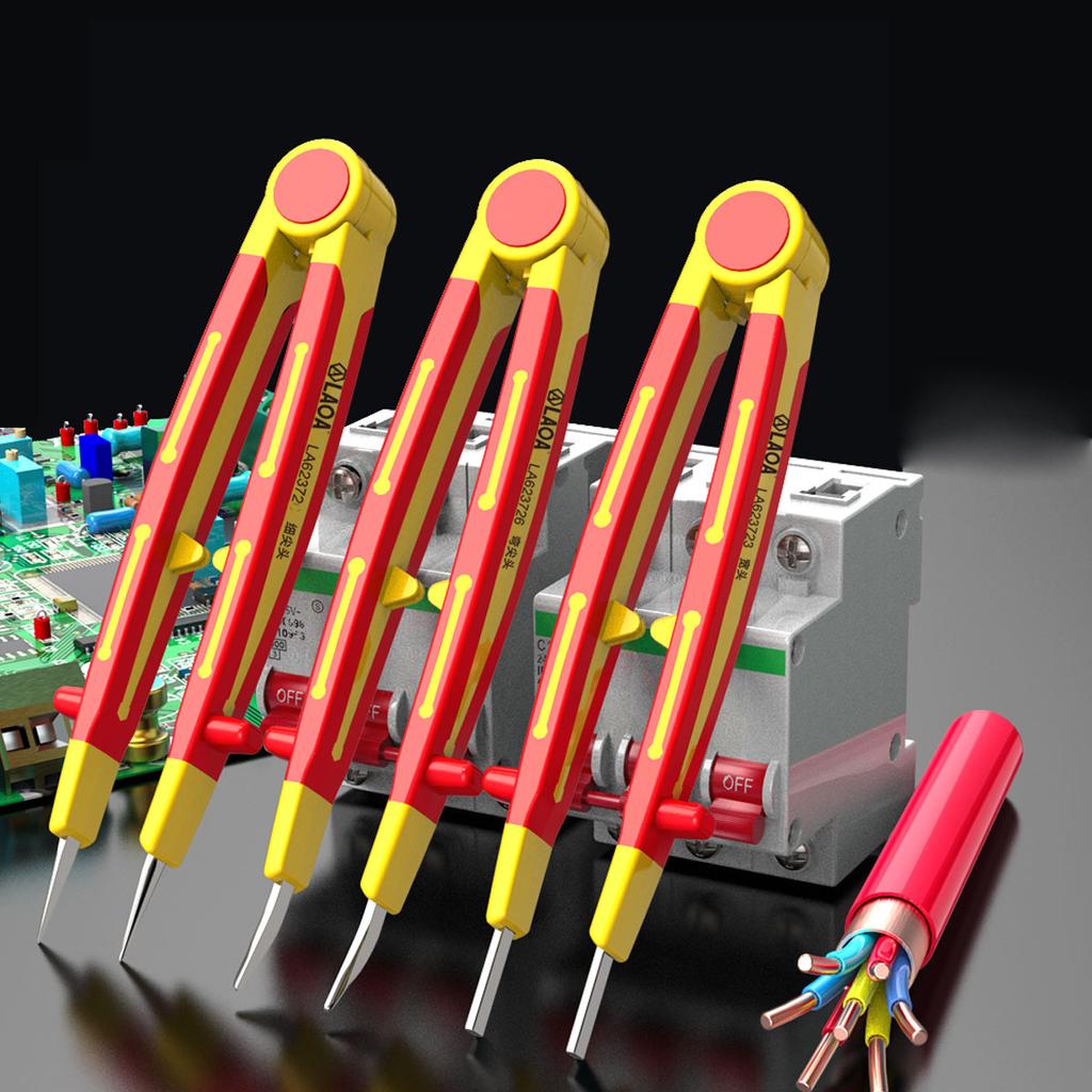 LAOA Пинцет из нержавеющей стали с изоляцией 1000 В высокого давления с алмазным покрытием, нескользящий, изогнутая головка, прямая головка, широкая головка, пинцет