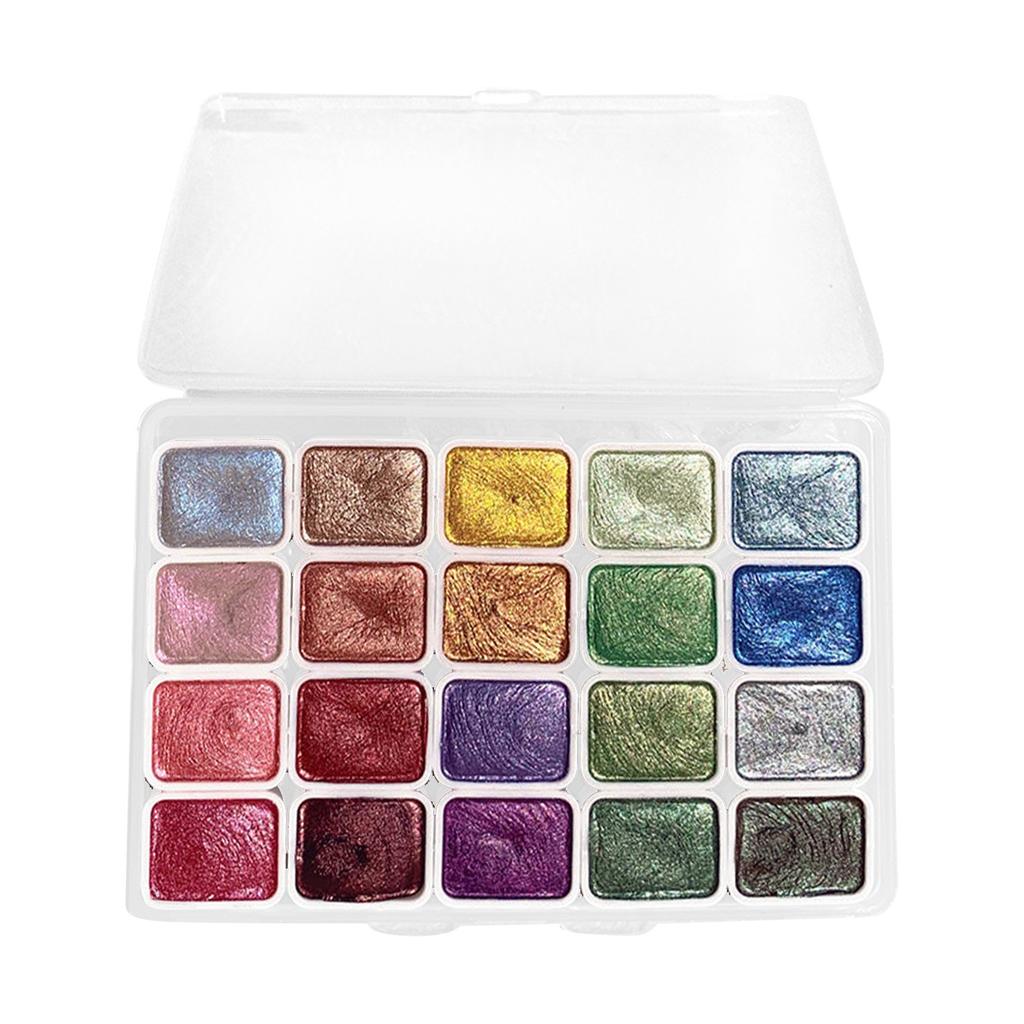20 Colors Watercolor Painting Set, Glitter Watercolor Solid Paint Box, Pearlescent Watercolor Paint Set For Painting Lovers