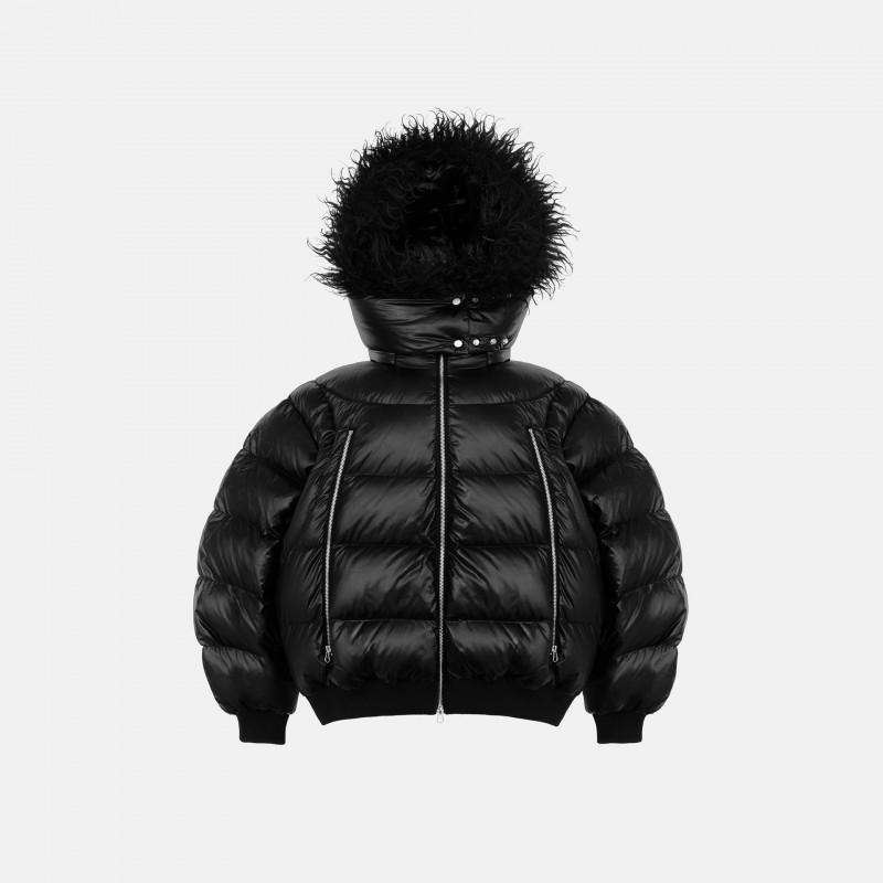 Unisex Oversized Hooded Cotton Puffer Jacket With Faux Fur Trim Hip Hop Streetwear Winter Coat