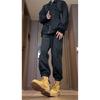 American-Style Black Cargo Pants for Men Paired with Martin Boots, Vibe Functional Straight-Leg Autumn Jogger Pants