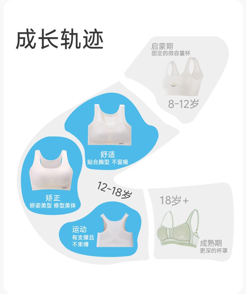 Girls' sports bra with high support, lifting and back support, shock absorption, breathability, and no sweat retention