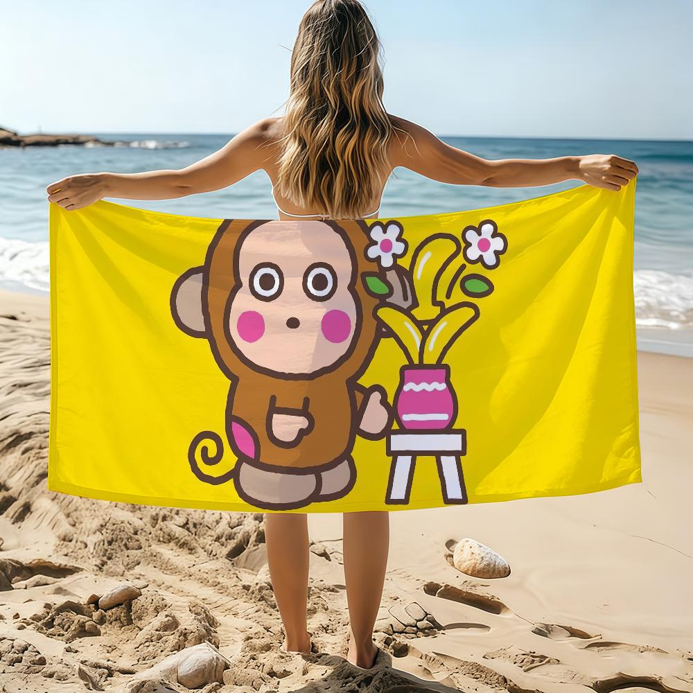 Cartoon M-Monkichis Towel Beach Towel Oversized Quick Dry Towel Absorbent Soft Swim BeachTowels for Men Women
