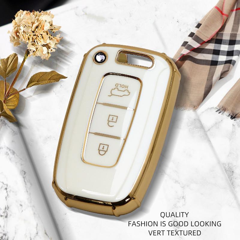 Роскошный чехол для дистанционного ключа автомобиля с золотым краем для KIA Sportage Forte K2 K5 для Hyundai Solaris HB20 Veloster SR IX35