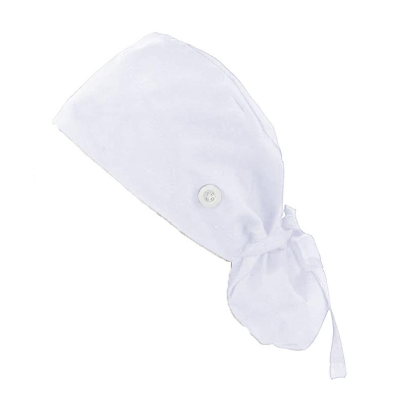 Однотонная напечатанная шапочка медсестры, регулируемая, моющаяся, рабочая шапочка, женская шапочка с хвостиком