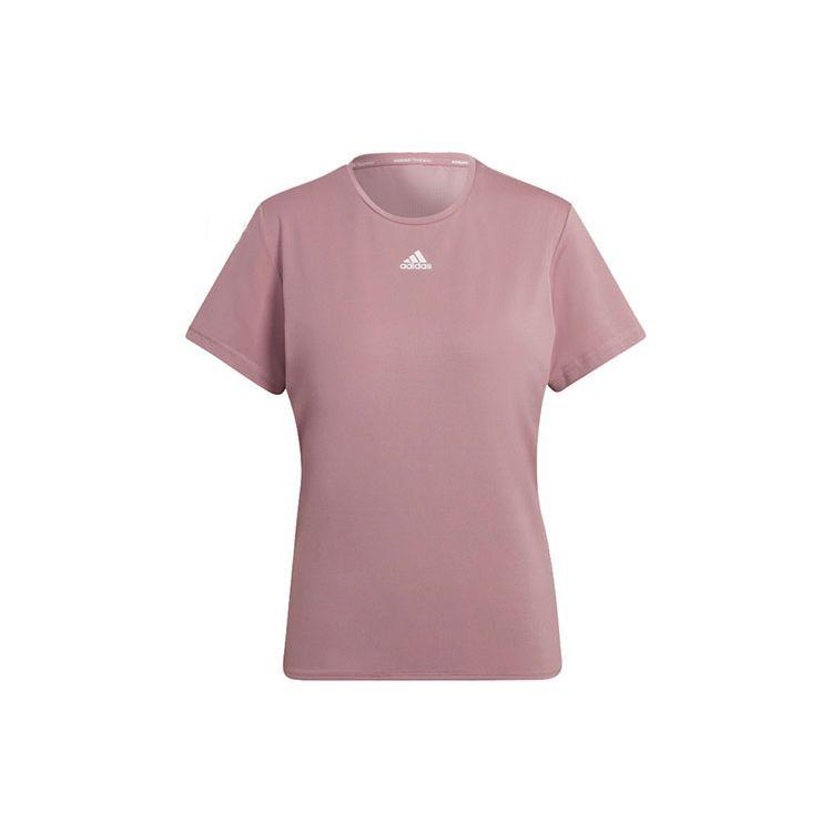 adidas Сплошной цвет логотипа с круглым вырезом, спортивная футболка с коротким рукавом, женские топы, фиолетовый, розовый, HG0253
