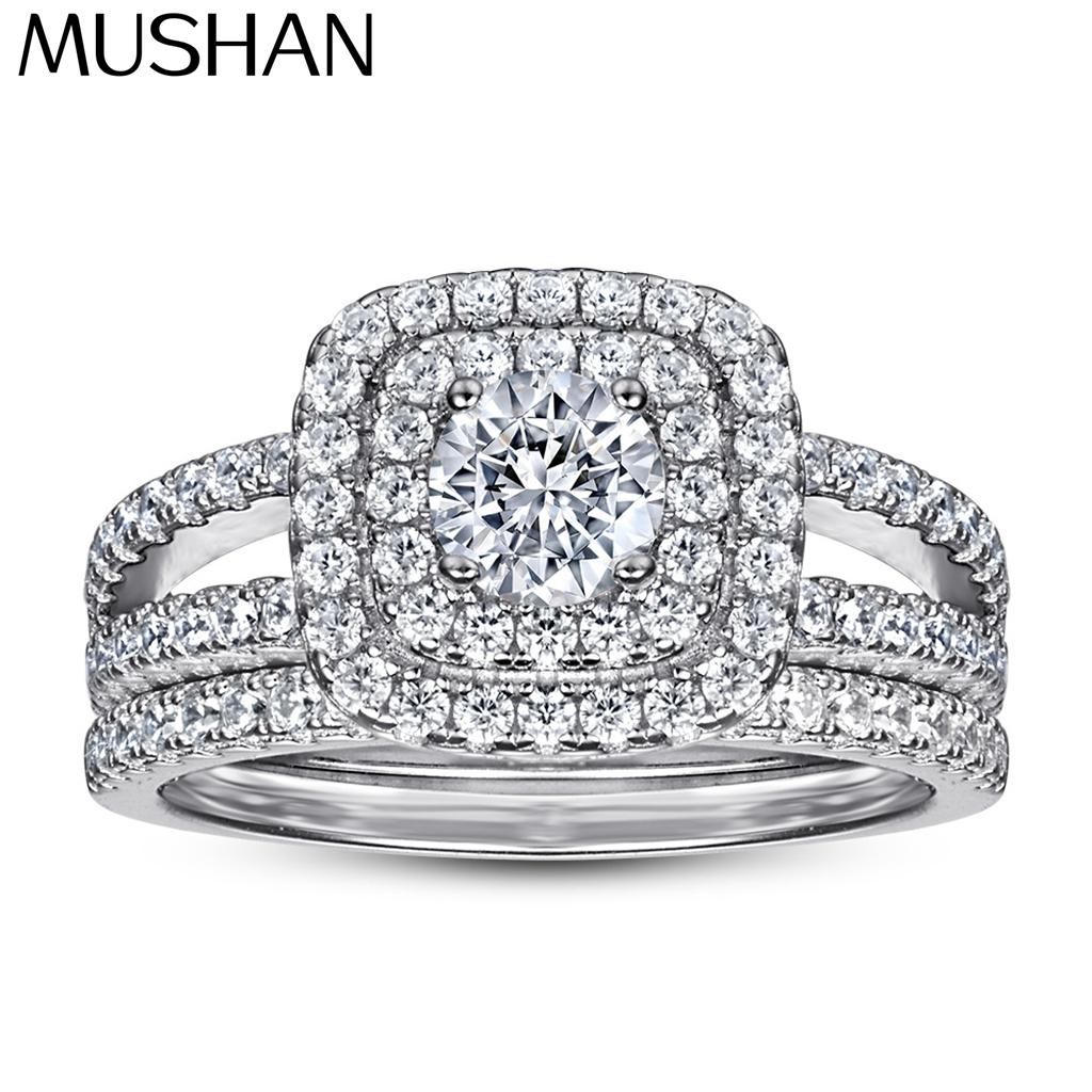 MuShan Jewelry Медь Элегантное Обручальное Кольцо 7A Фианиты Кольца Кольца для Юбилея Женский Подарок