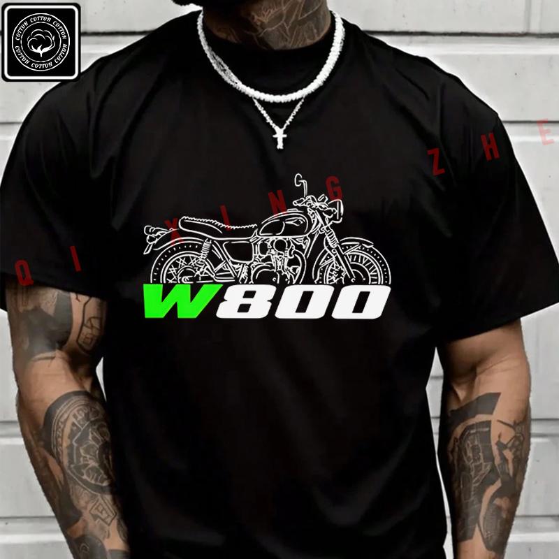 Men T Shirt Motorcycle W800 2025-Fans And Riders Graphic T-Shirt Cotton Men‘s Summer Short Slee