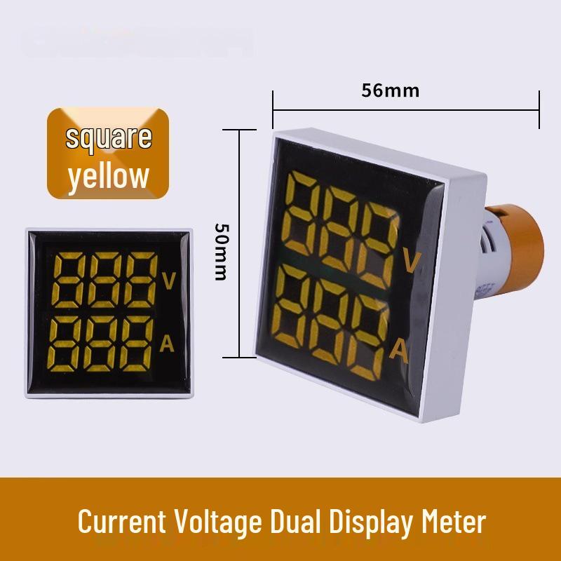 22mm Dual Display LED Voltage Current Frequency Meter - Round/Square